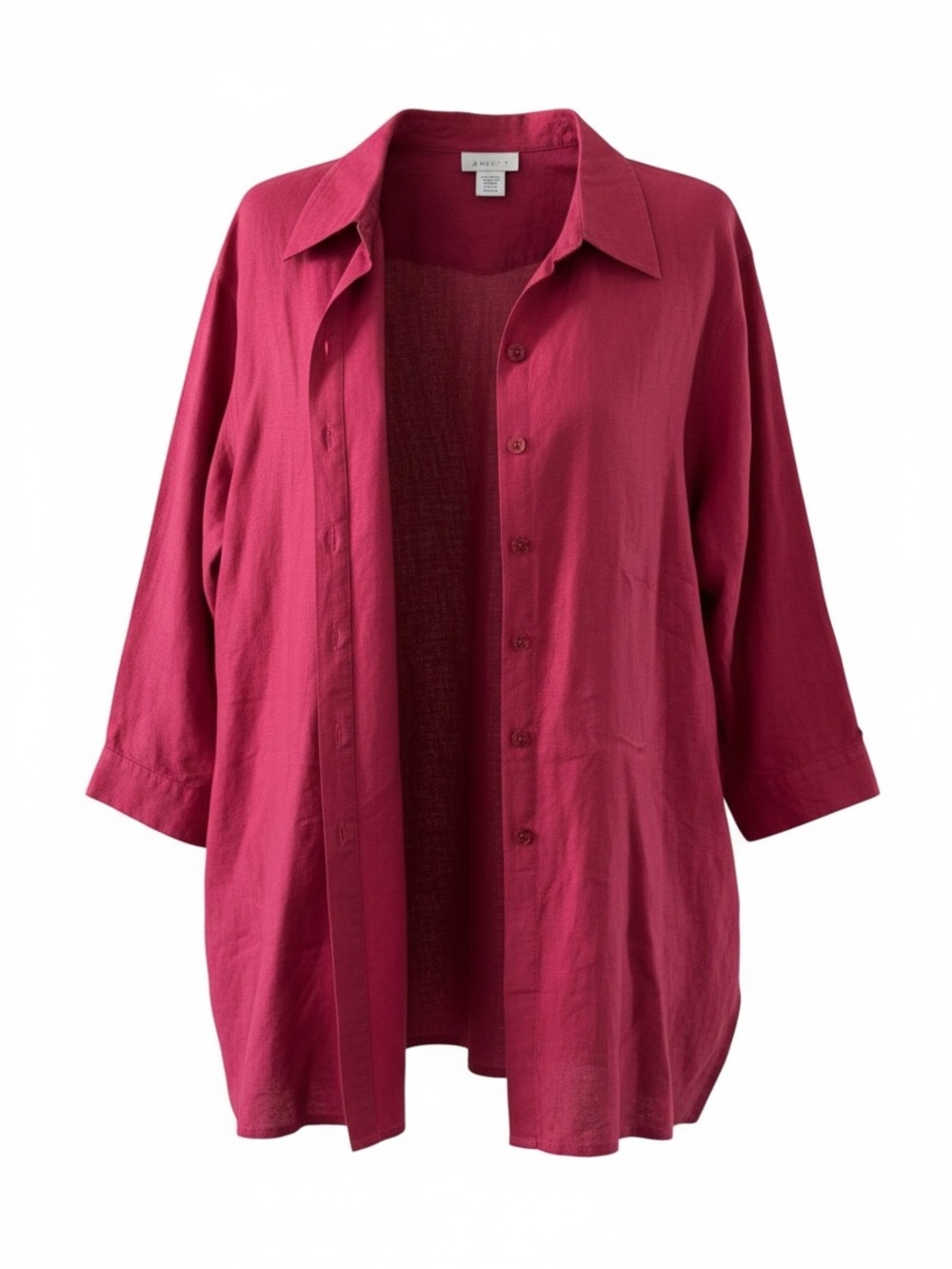 Avenue Fuchsia Linen blend  Button-Down Shirt plus size 26/28